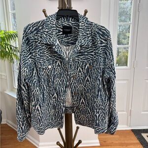 Liverpool Leopard Print Women's denim jacket - multi blue color